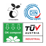 certification logos for European EN 13432 Standard on biodegradable and compostable plastics